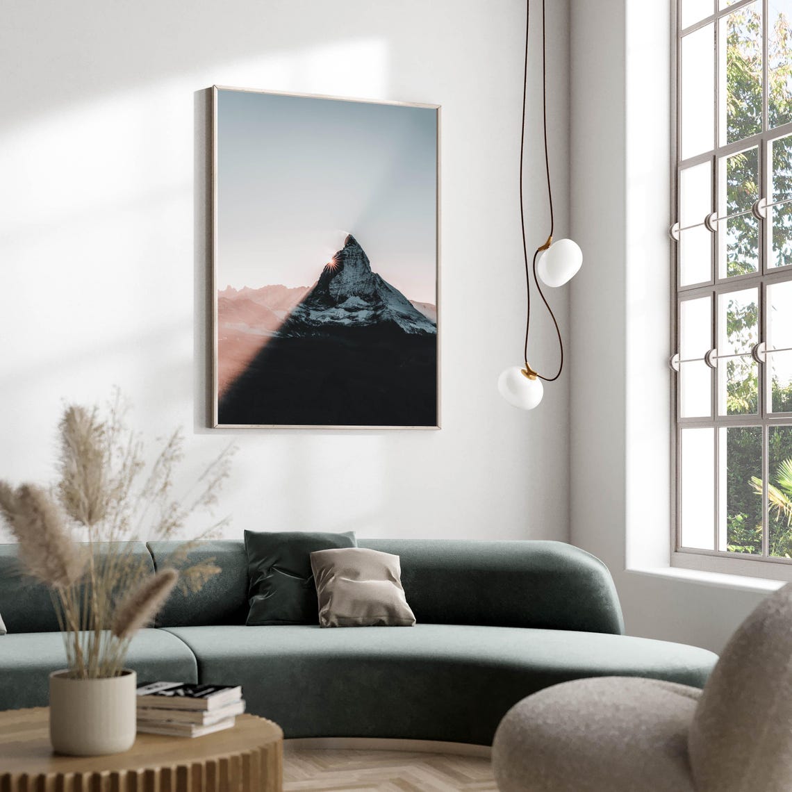 Matterhorn Sunrise Sunburst Golden Light Snowy Alpine Peak Poster - Image 2