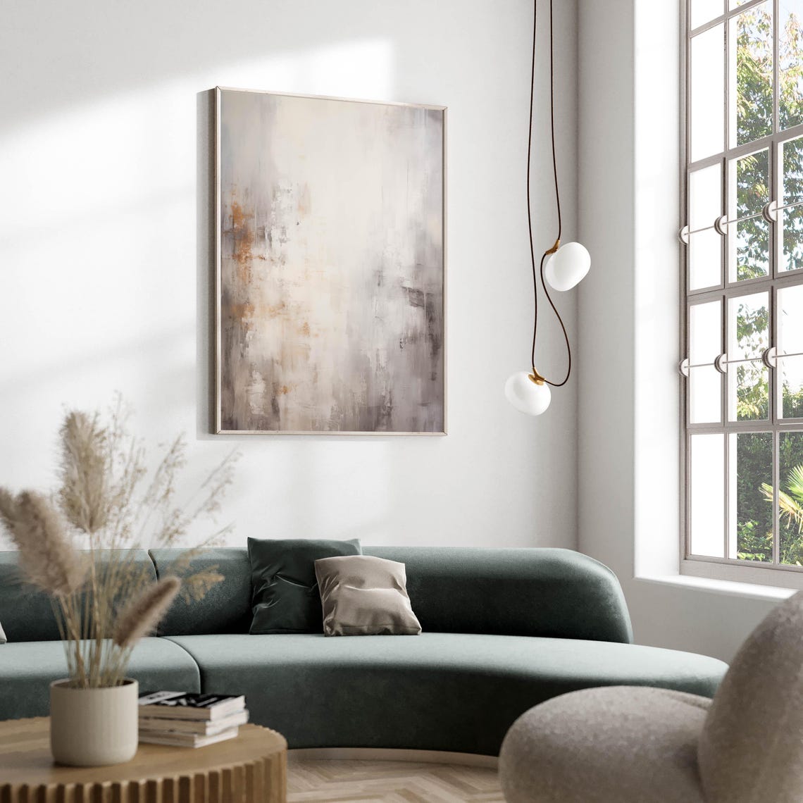 Beige Neutral Abstract Texture Painting Soft Contemporary Home Poster - Image 2