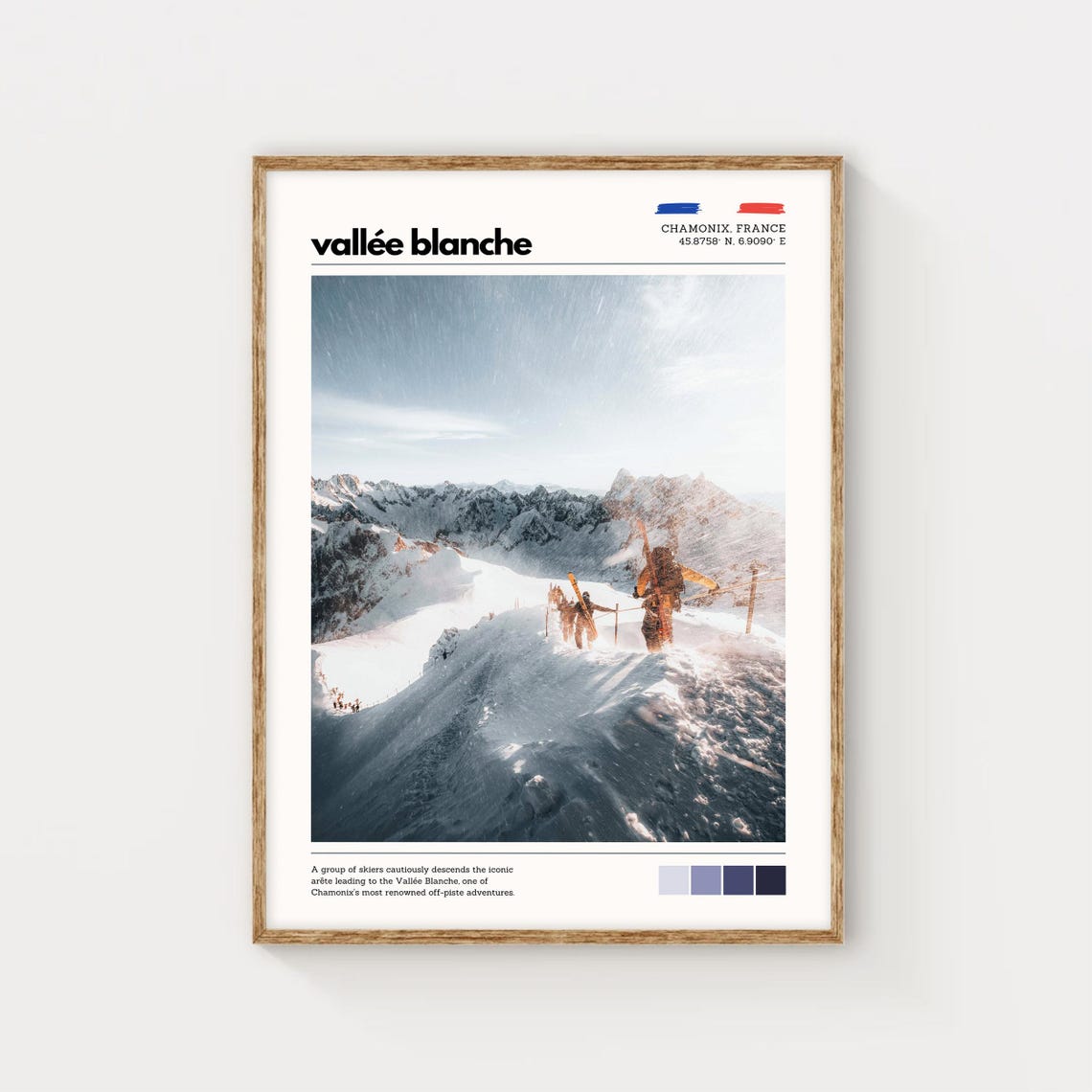 Vallee Blanche Chamonix Ski Descent French Alps Winter Sports Poster - Image 5
