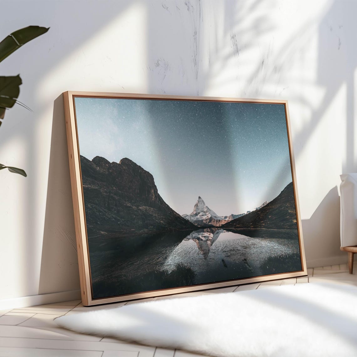 Matterhorn Mirror Reflection Starry Night Alpine Lake Poster - Image 3