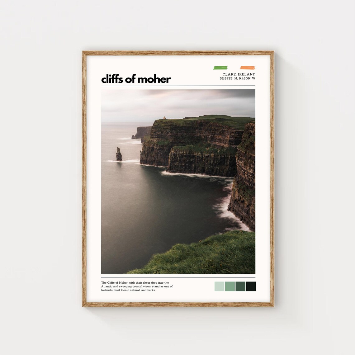 Cliffs Of Moher Ireland Coastal Cliffs Atlantic Ocean Travel Poster
