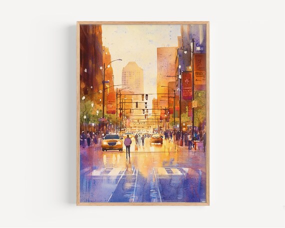 Phoenix Watercolor Painting, USA Travel Poster