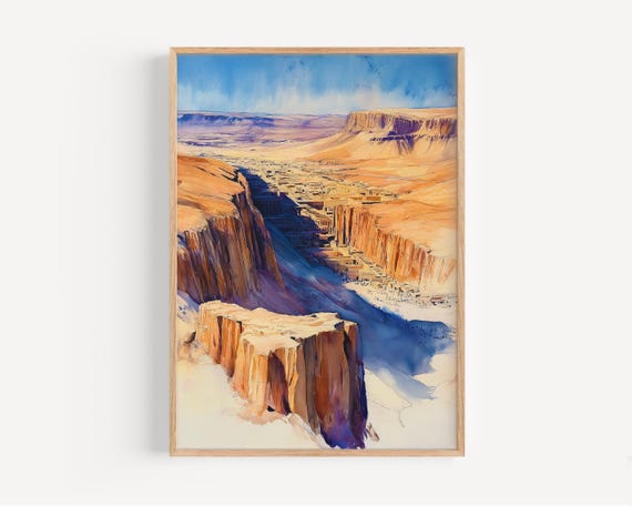 Valley Of The Kings Watercolor Print Wall Art Egypt Poster Travel Decor Illustration Home