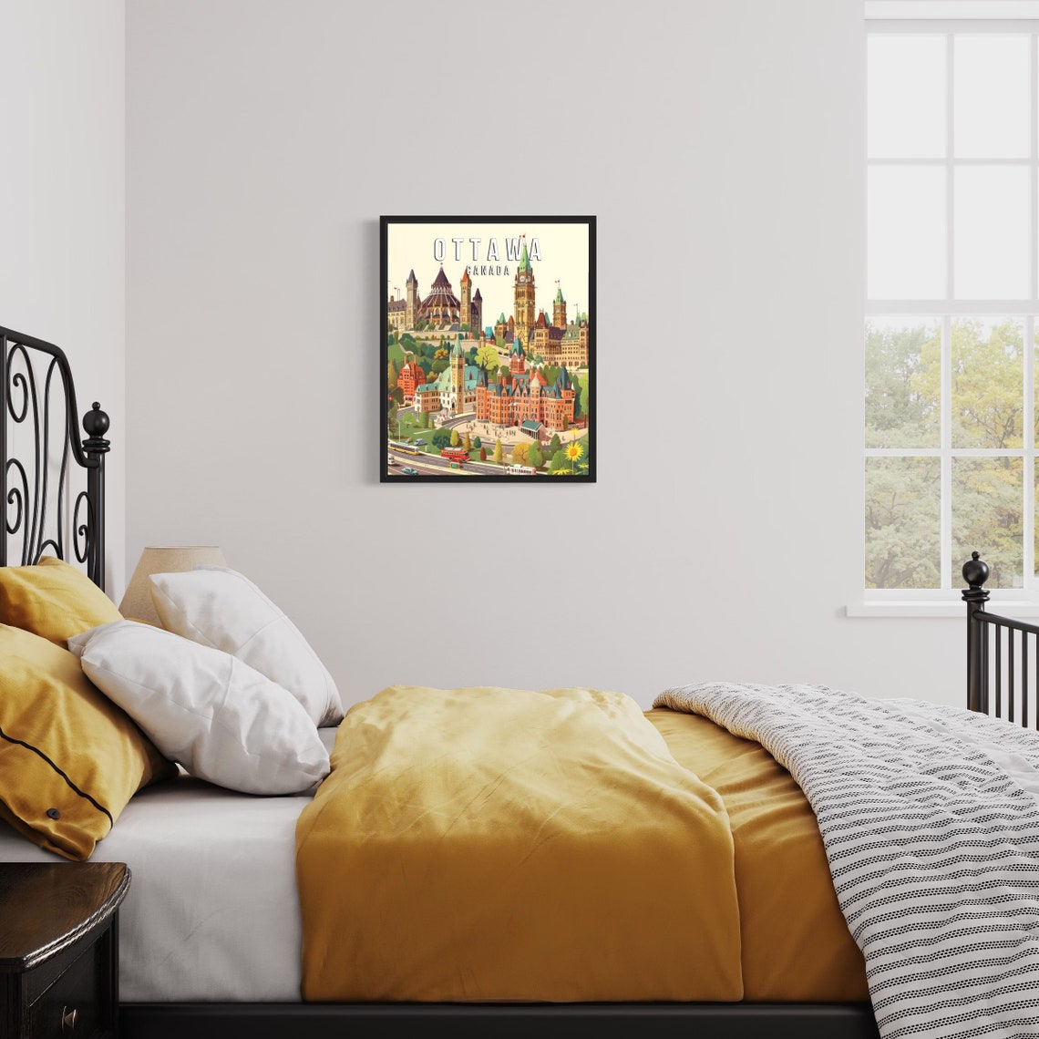 Ottawa Canada Parliament Hill Landmark Vintage Travel Poster - Image 3