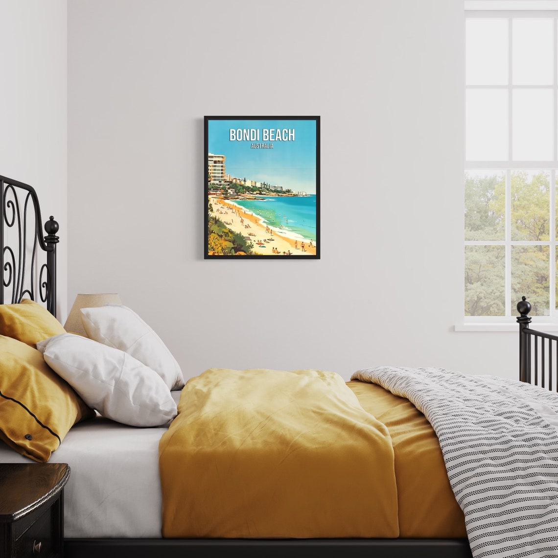 Bondi Beach Australia Golden Sand Beachgoers Retro Travel Poster - Image 3