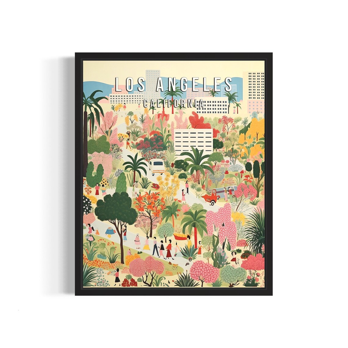 Los Angeles California Palm Garden Park Vintage Travel Poster