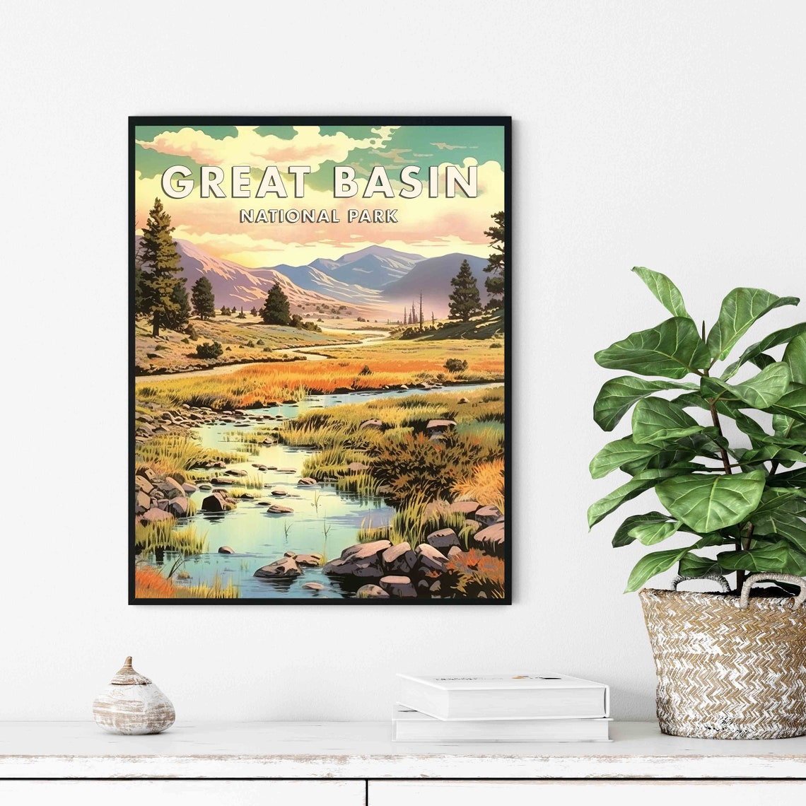 Great Basin National Park Mountain Stream Golden Meadow Nevada Poster - Image 2