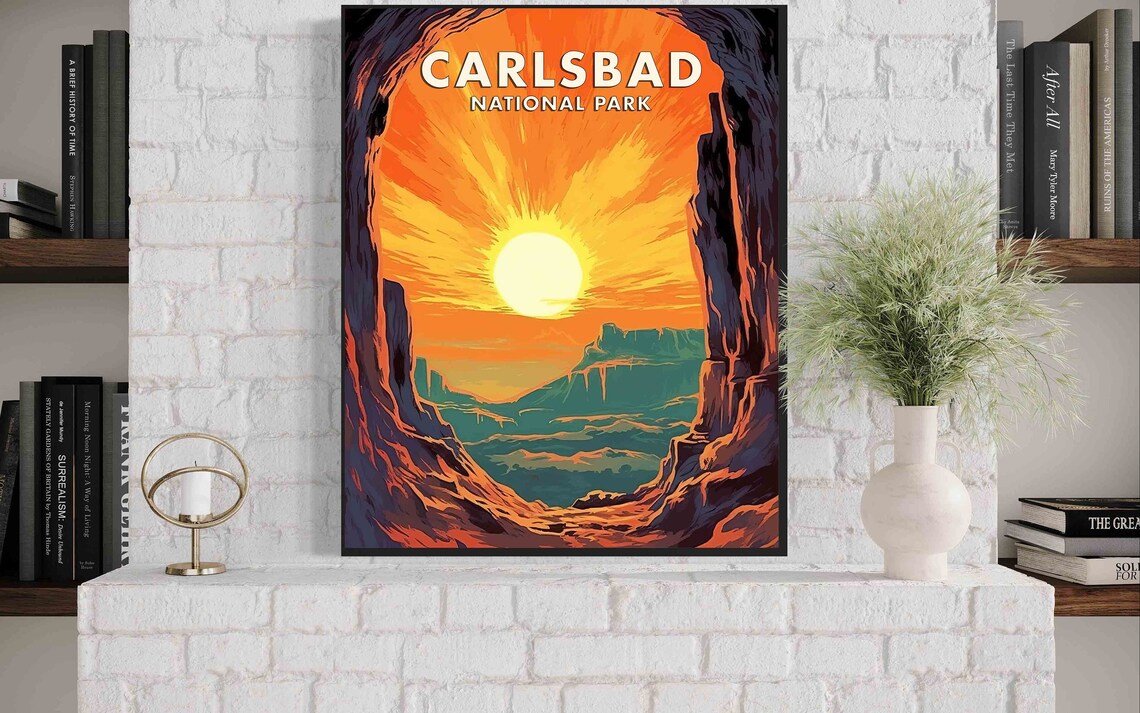 Carlsbad Caverns Sunset Cave Mouth Poster National Park New Mexico Art - Image 3