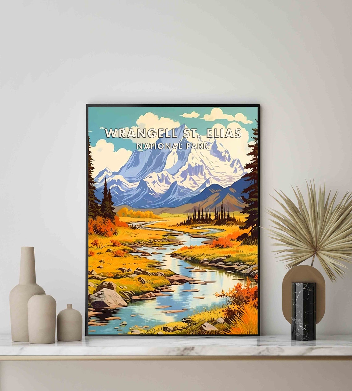 Wrangell St. Elias National Park Alaska Retro Mountain Poster - Image 3