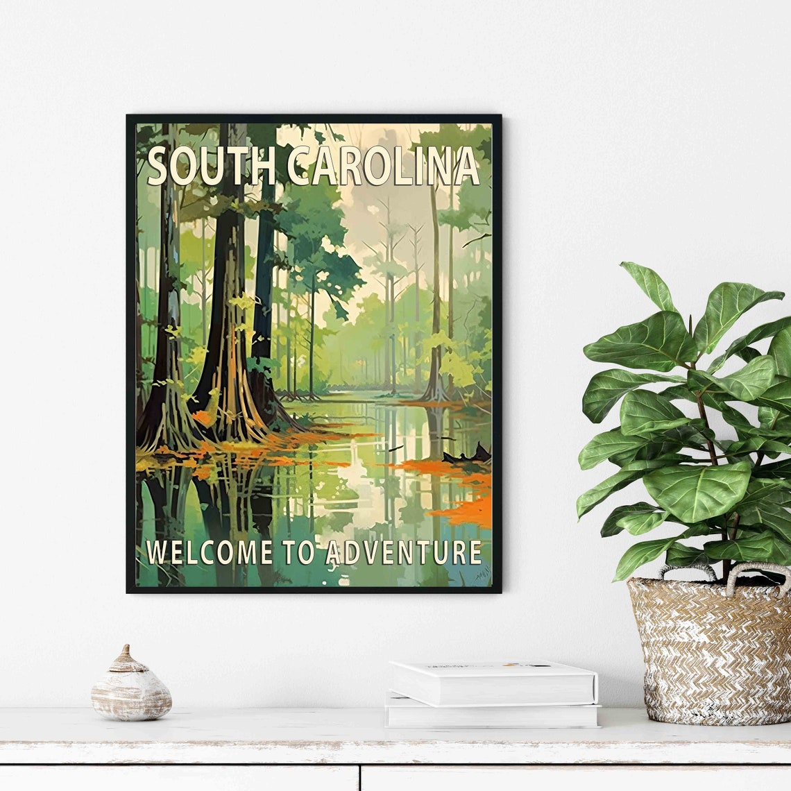 South Carolina Cypress Swamp Forest Nature Adventure Travel Poster - Image 3