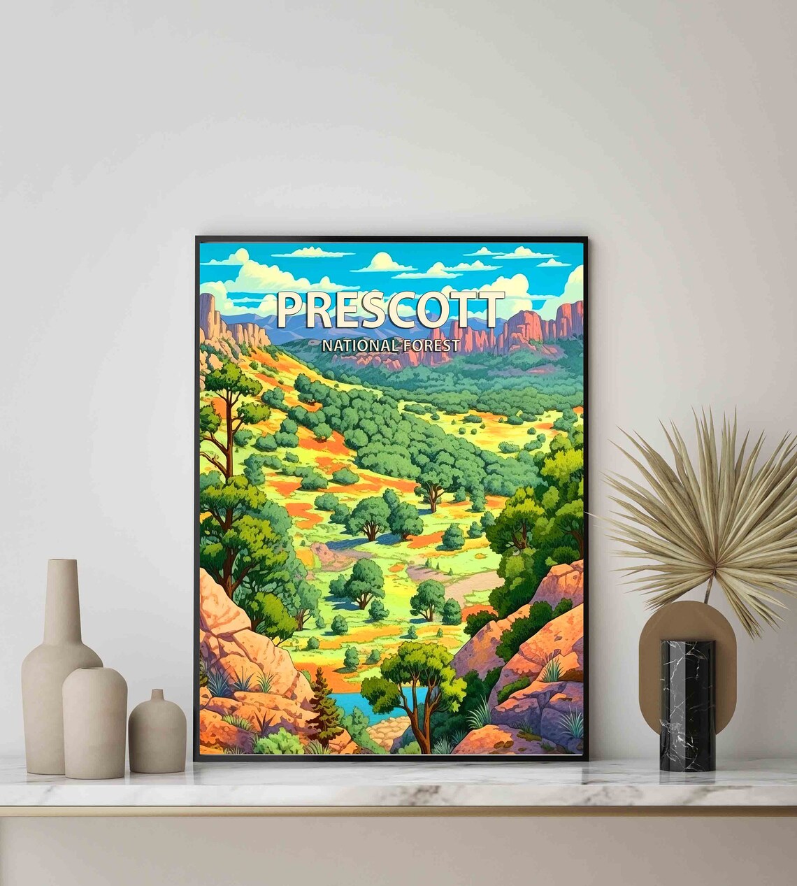 Prescott National Forest Retro Travel Poster Arizona Canyon View - Image 2