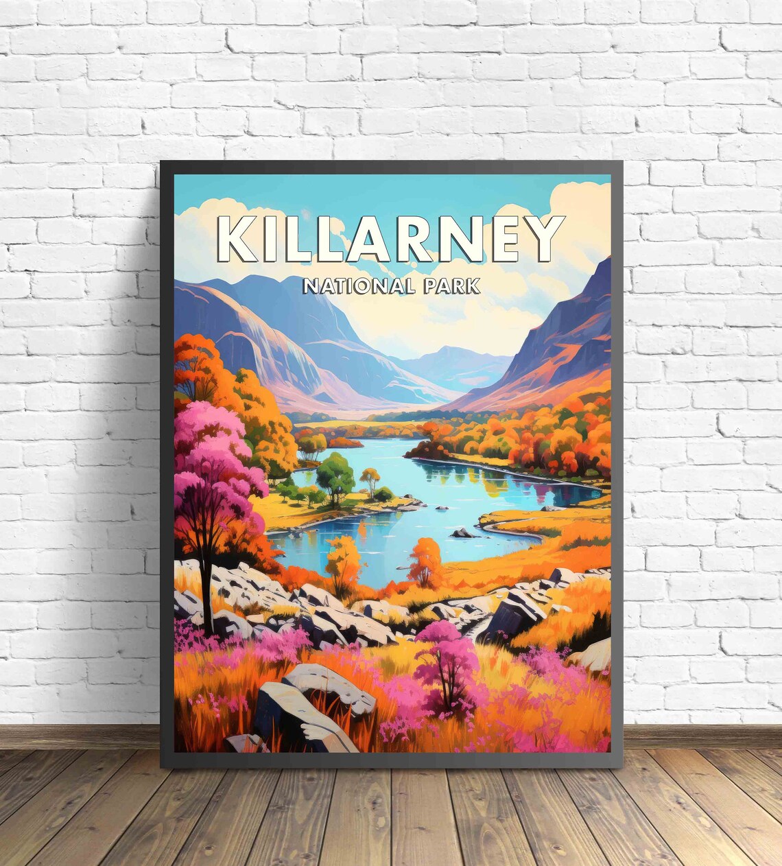 Killarney National Park Autumn Valley Lake Retro Travel Poster - Image 2