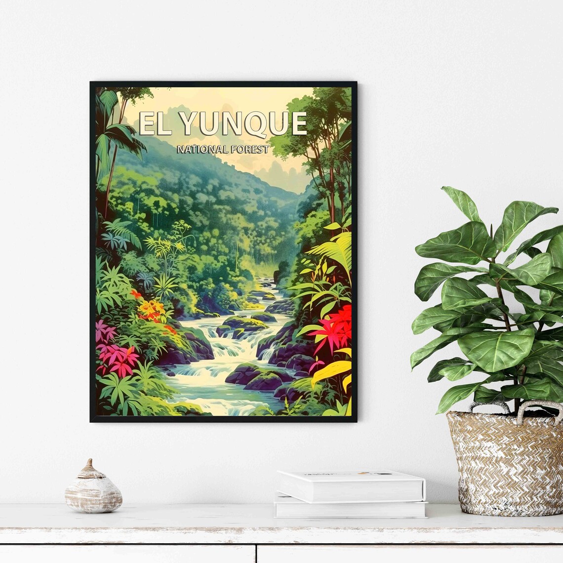 El Yunque National Forest Vintage Travel Poster Lush Jungle Waterfall - Image 2