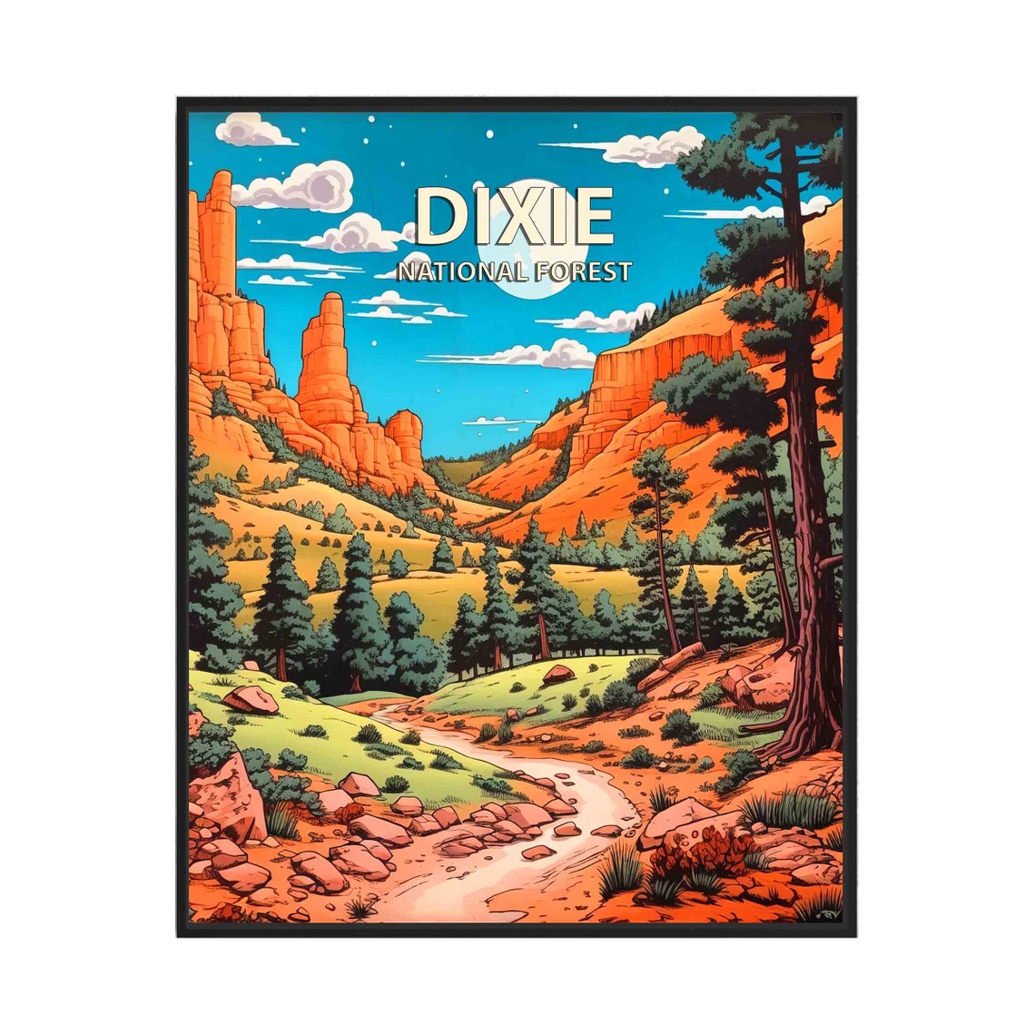 Dixie National Forest Red Rock Canyon Moonlit Utah Desert Poster
