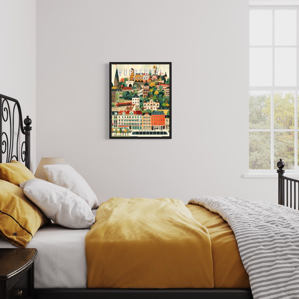Wuppertal Germany Illustrated Cityscape with Schwebebahn Poster - Image 3