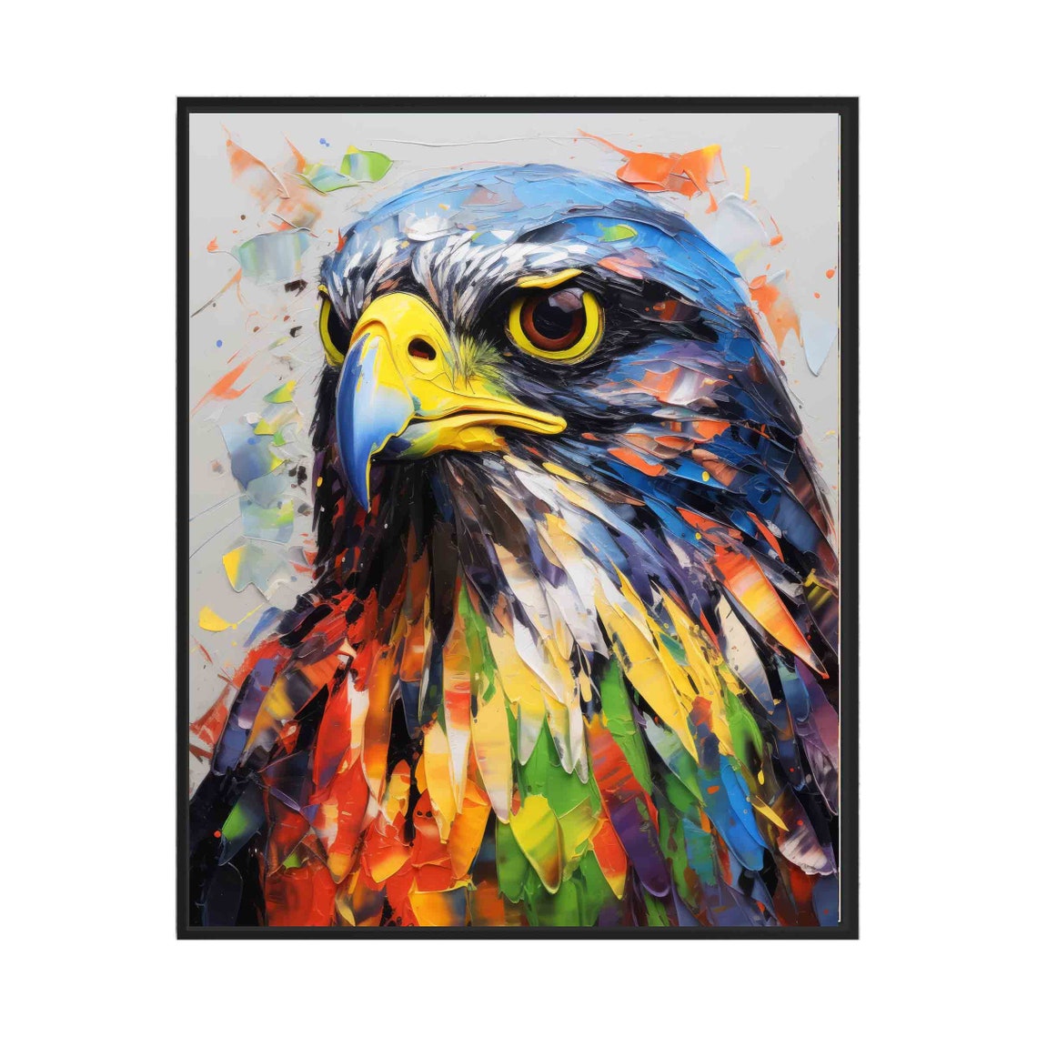 Vibrant Colorful Falcon Head Abstract Expressionist Art Poster