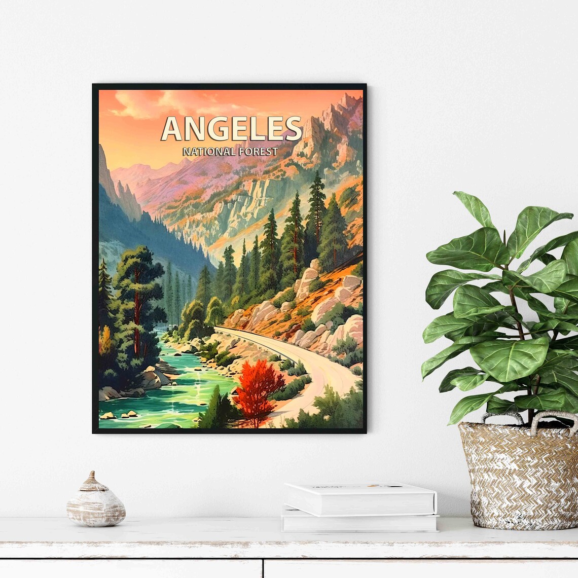 Angeles National Forest Canyon Road Retro California Travel Poster - Image 2