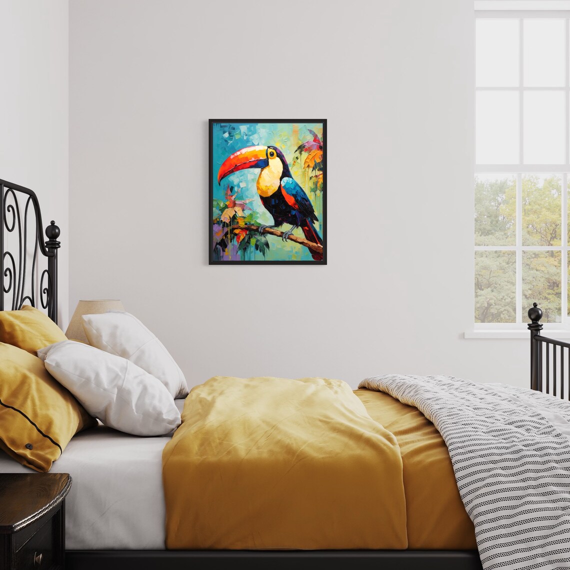 Toucan with Giant Orange Bill Colorful Tropical Bird Painting Poster - Image 3