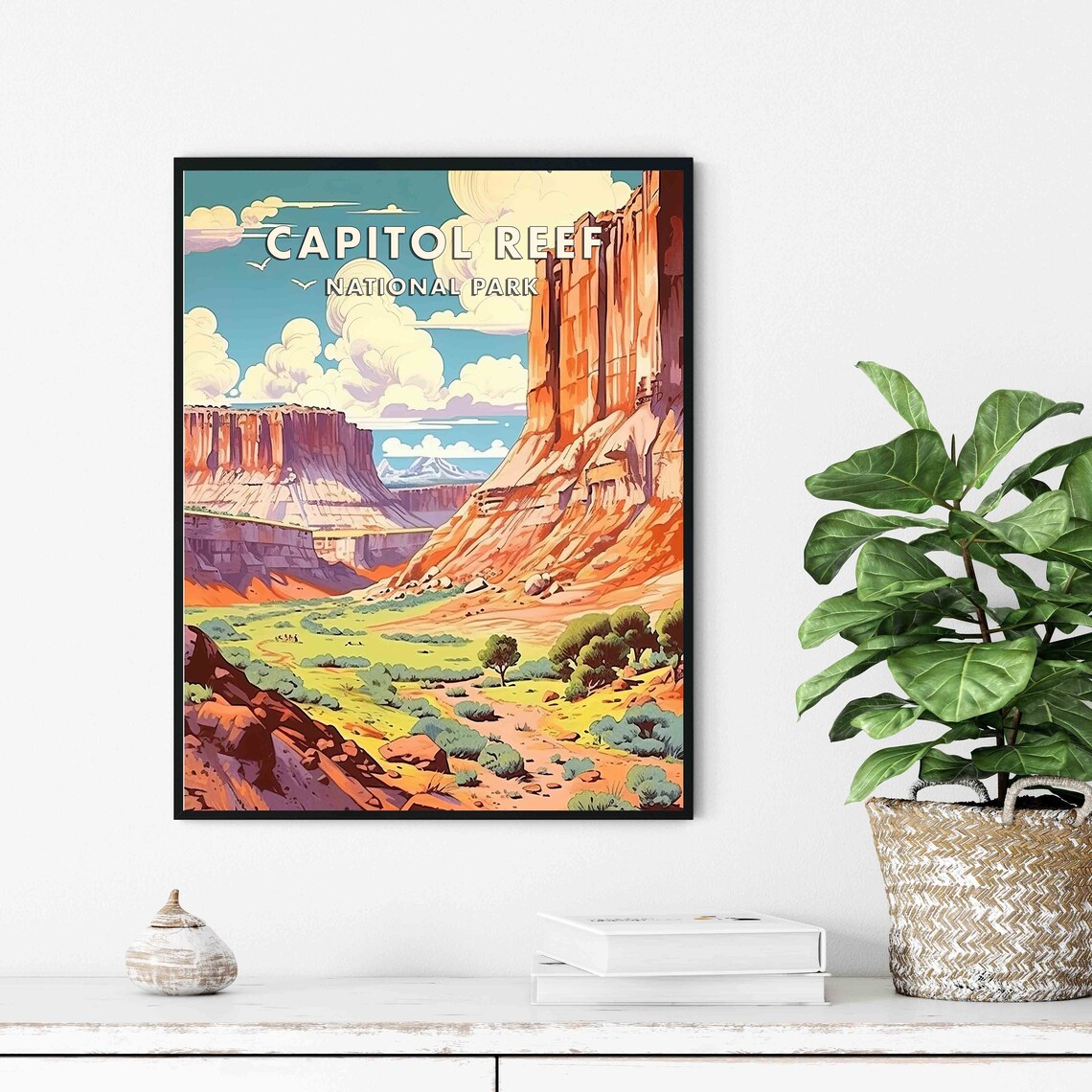 Capitol Reef National Park Red Rock Canyon Retro Travel Poster - Image 2