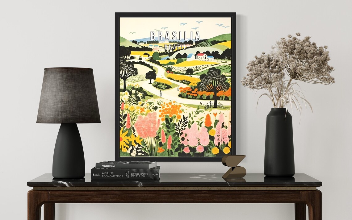 Brasilia Brazil Wildflower Hills Rolling Countryside Travel Poster - Image 3