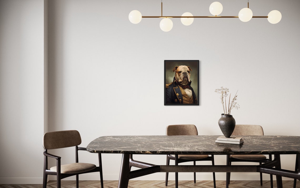 Bulldog Gentleman in Naval Officer Uniform Portrait Wall Art - Image 2