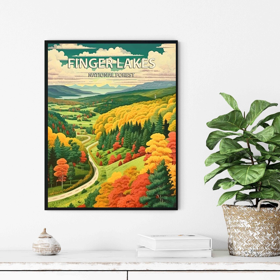 Finger Lakes National Forest Autumn Foliage Retro Travel Poster - Image 2