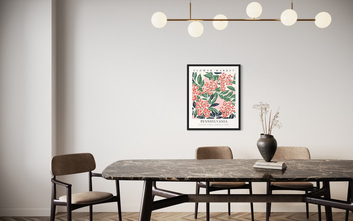 Pennsylvania Flower Market Mountain Laurel Botanical Art Poster - Image 2