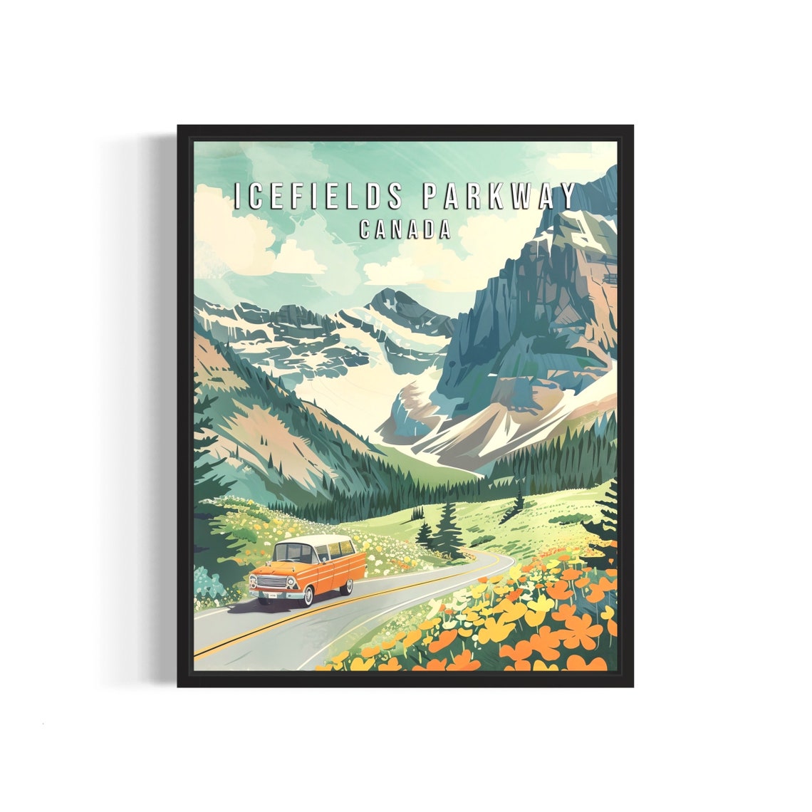 Icefields Parkway Canada Glacier Mountain Road Trip Adventure Poster