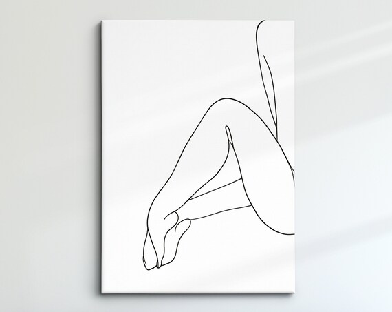 Minimalist Woman Leg Single Line Art Abstract Body Study Wall Poster