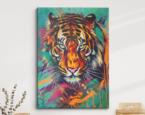 Colorful Tiger Art Vibrant Framed Wall Decor Bold Wildlife Artwork Perfect For Living Room Or Bedroom Gift For Animal Lovers
