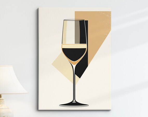Elegant Red Wine Glass Art Print Boho Minimalist Kitchen Wall Decor