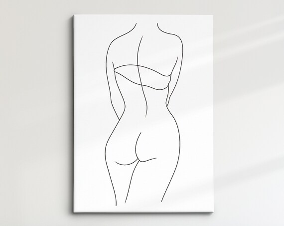 Minimalist Woman Body Single Line Art Back Silhouette Wall Poster