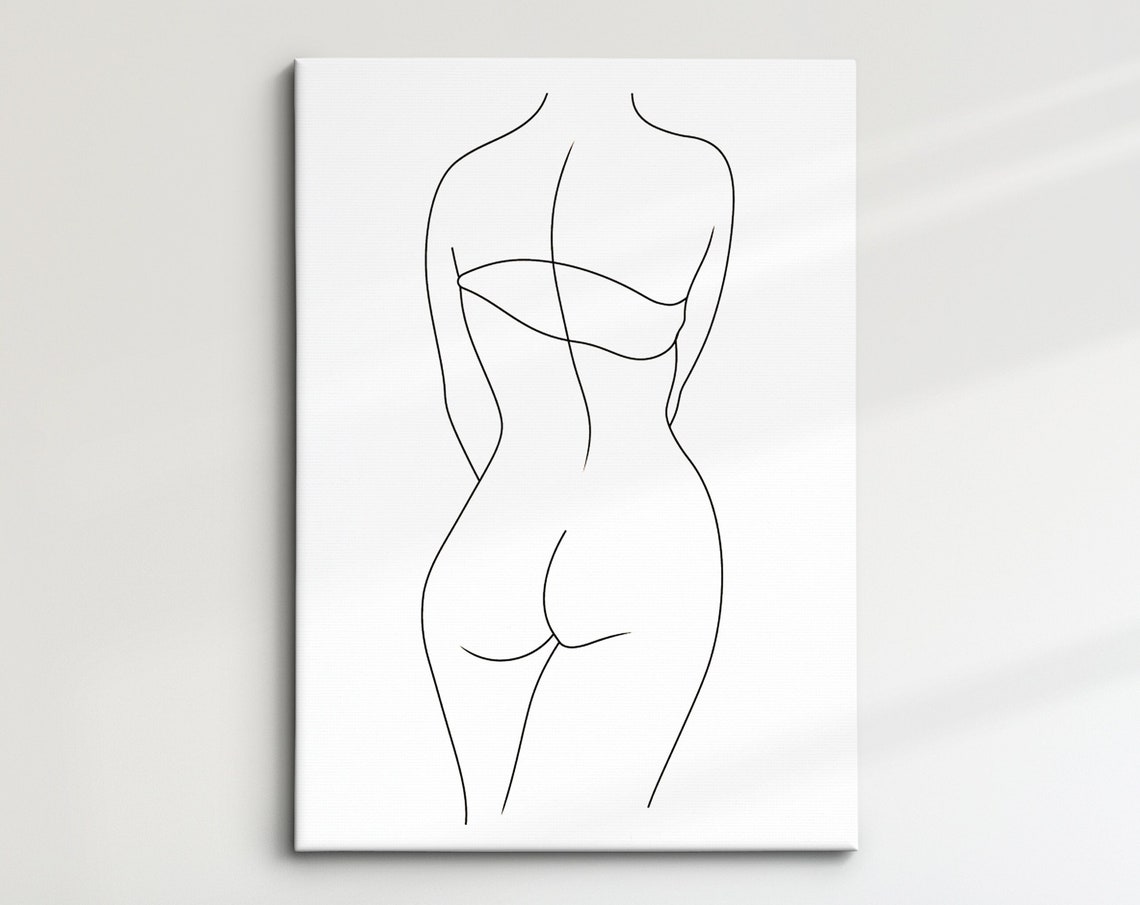 Minimalist Woman Body Single Line Art Back Silhouette Wall Poster