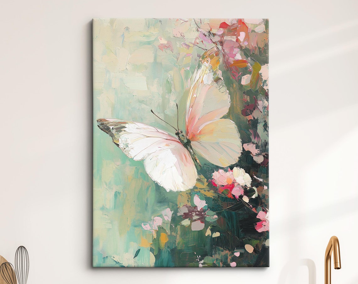 Colorful Butterfly Abstract Oil Painting Framed Print Framed Portrait Wall Art Poster Home Decor Interior Butterfly Lover Gift