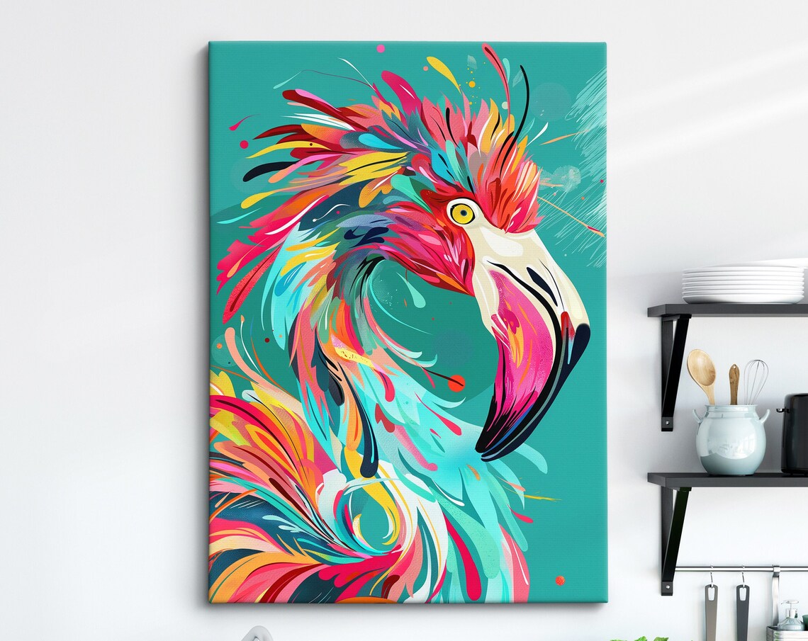Colorful Flamingo Art, Vibrant Wildlife Wall Decor