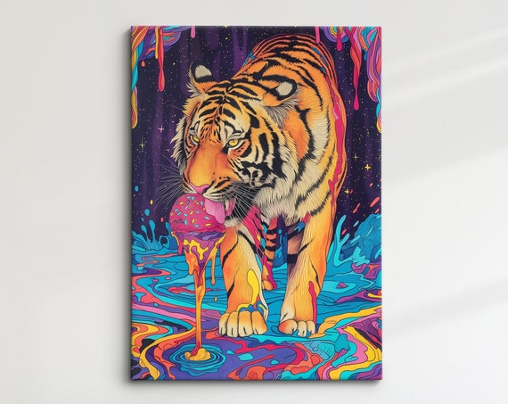 Colorful Tiger Art Vibrant Framed Wall Decor Bold Wildlife Artwork Perfect For Living Room Or Bedroom Gift For Animal Lovers
