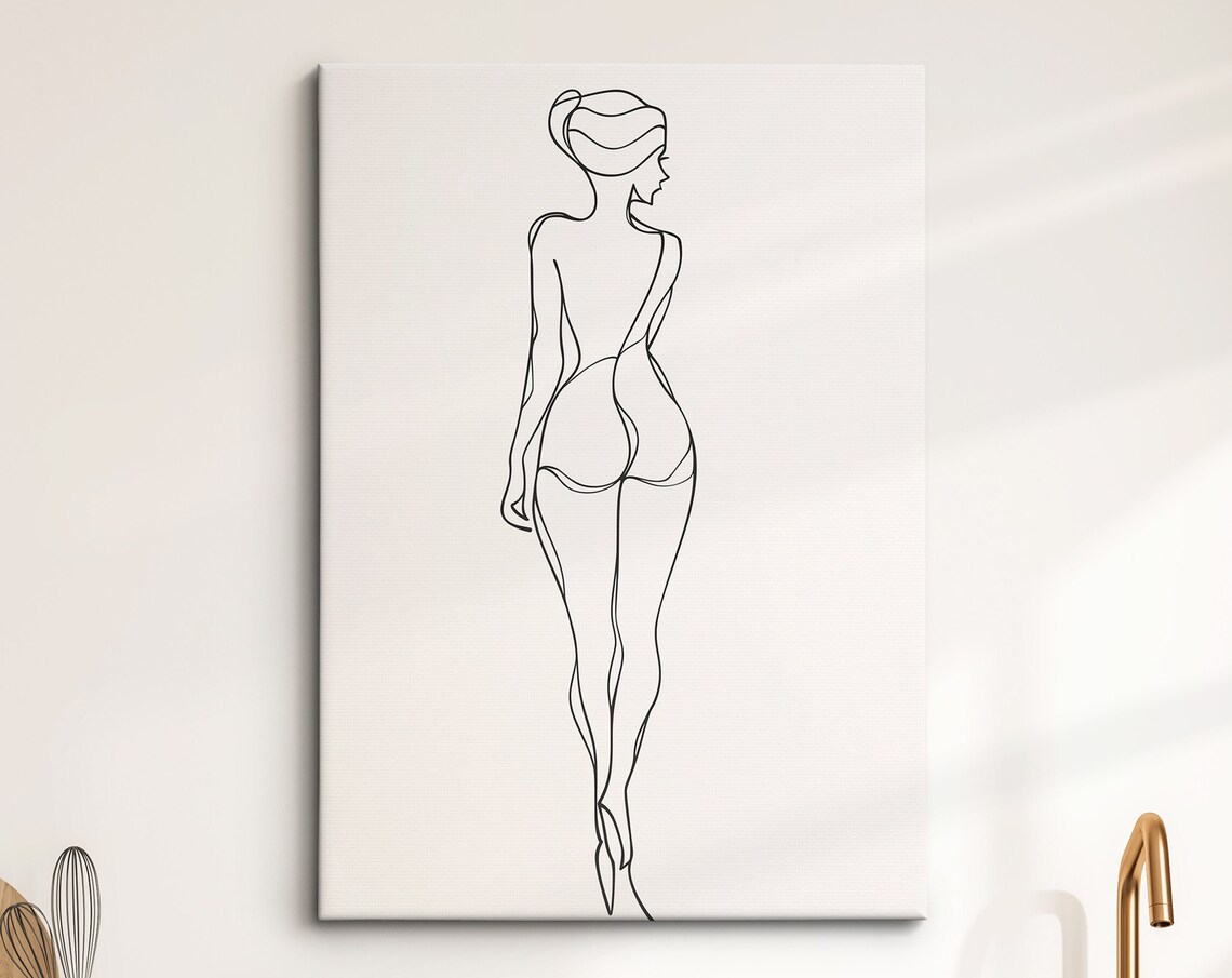 Woman Full Body Line Art Elegant Minimalist Nude Figure Wall Art