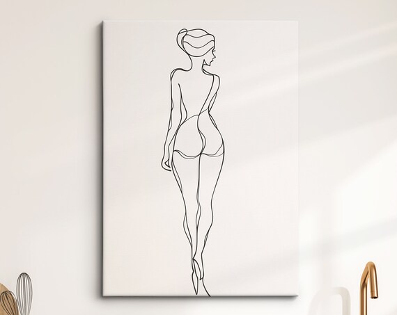 Woman Full Body Line Art Elegant Minimalist Nude Figure Wall Art