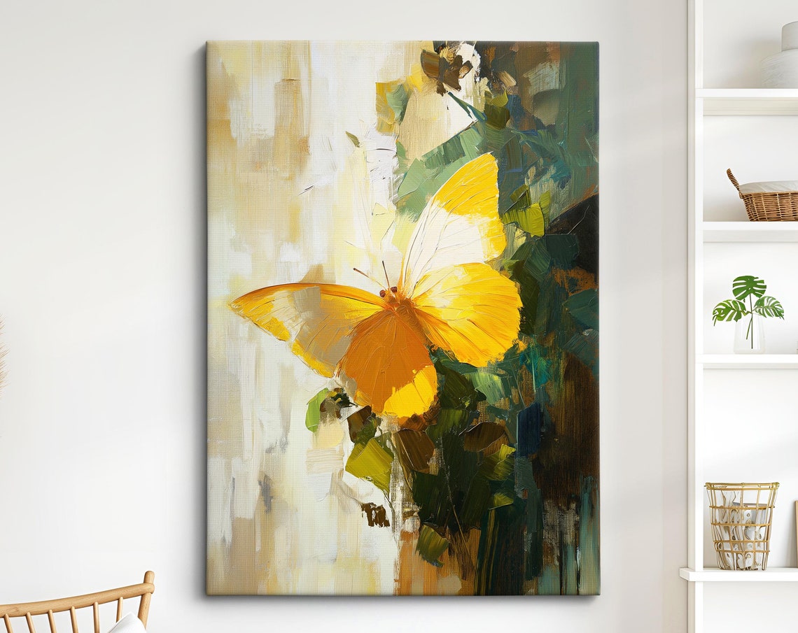 Colorful Butterfly Abstract Oil Painting Framed Print Framed Portrait Wall Art Poster Home Decor Interior Butterfly Lover Gift