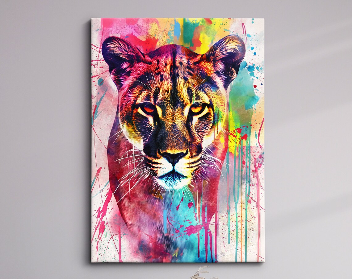 Colorful Lioness Art Print, Bold Wildlife Decor