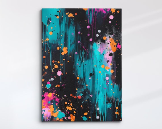 Colorful Abstract Heart Art Modern Love Inspired Wall Decor Bold Dripping Paint Design Vibrant Home Or Office Artwork