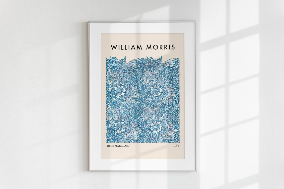 William Morris Blue Marigold 1875 Botanical Pattern Decor Poster - Image 3