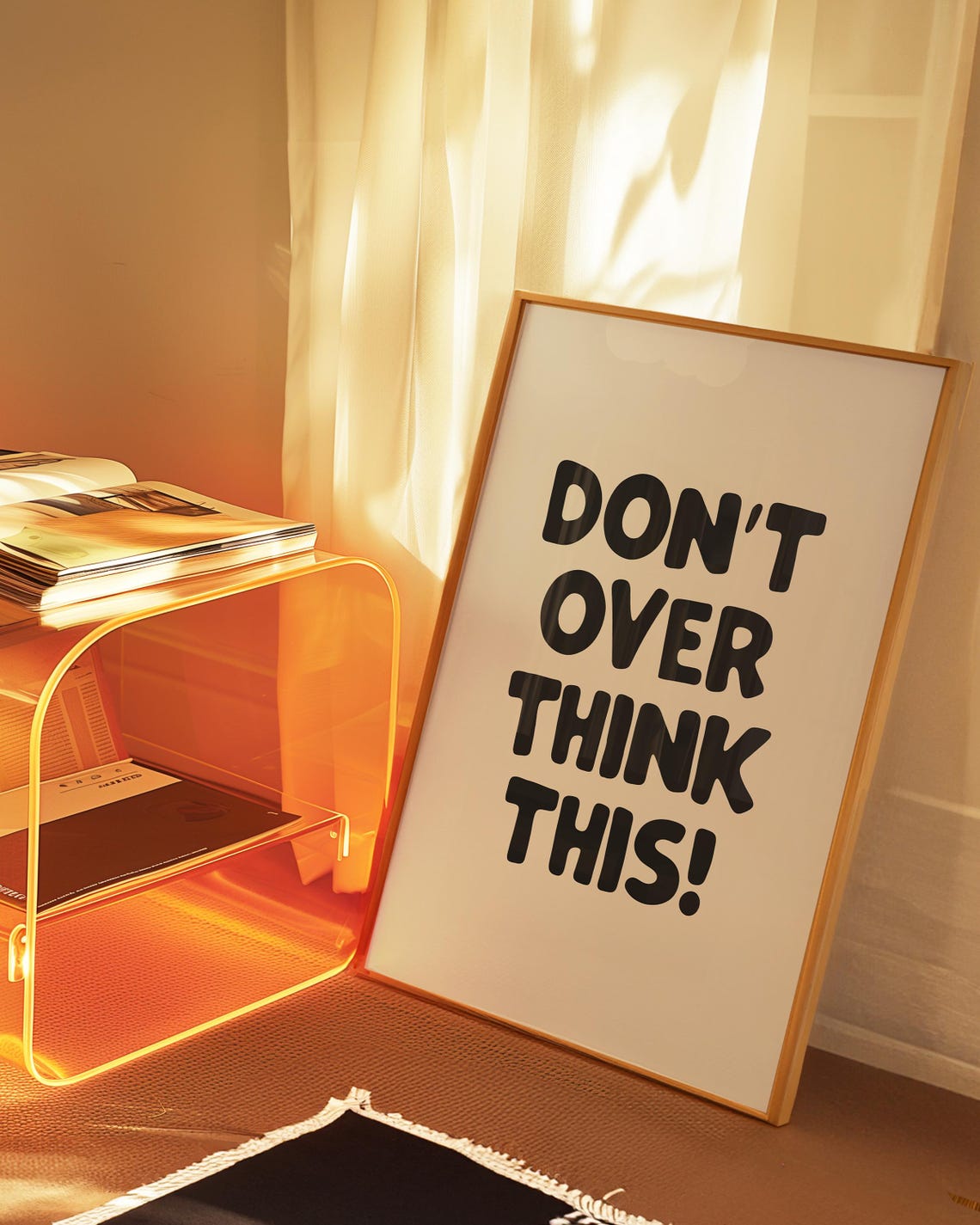 Dont Overthink This Print Black And White Minimalist Typography Poster Motivational Power Decor Mental Health Calm Daily Reminder - Image 2