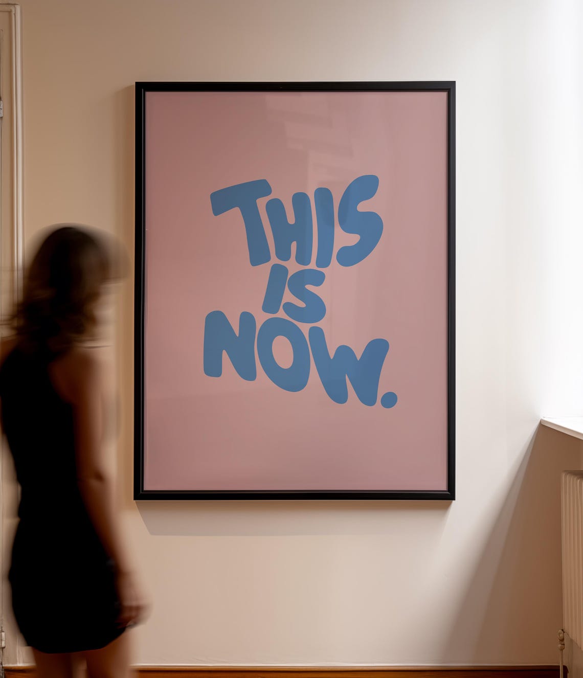 This Is Now Blue Mindfulness Quote Pink Modern Typography Poster - Image 2