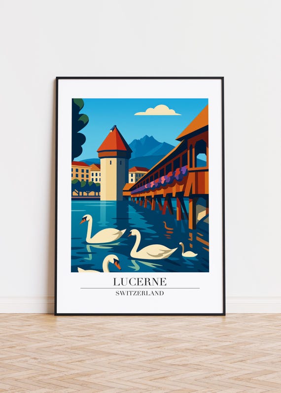 Lucerne Switzerland Poster Modern City Art Print