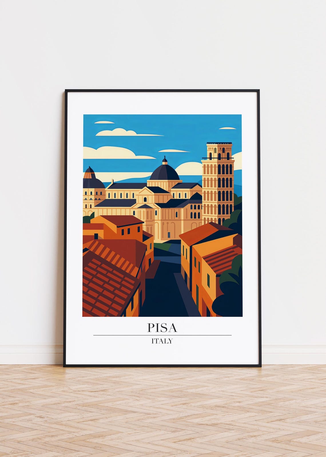 Pisa Italy Poster Skyline Illustration Modern Wall Art