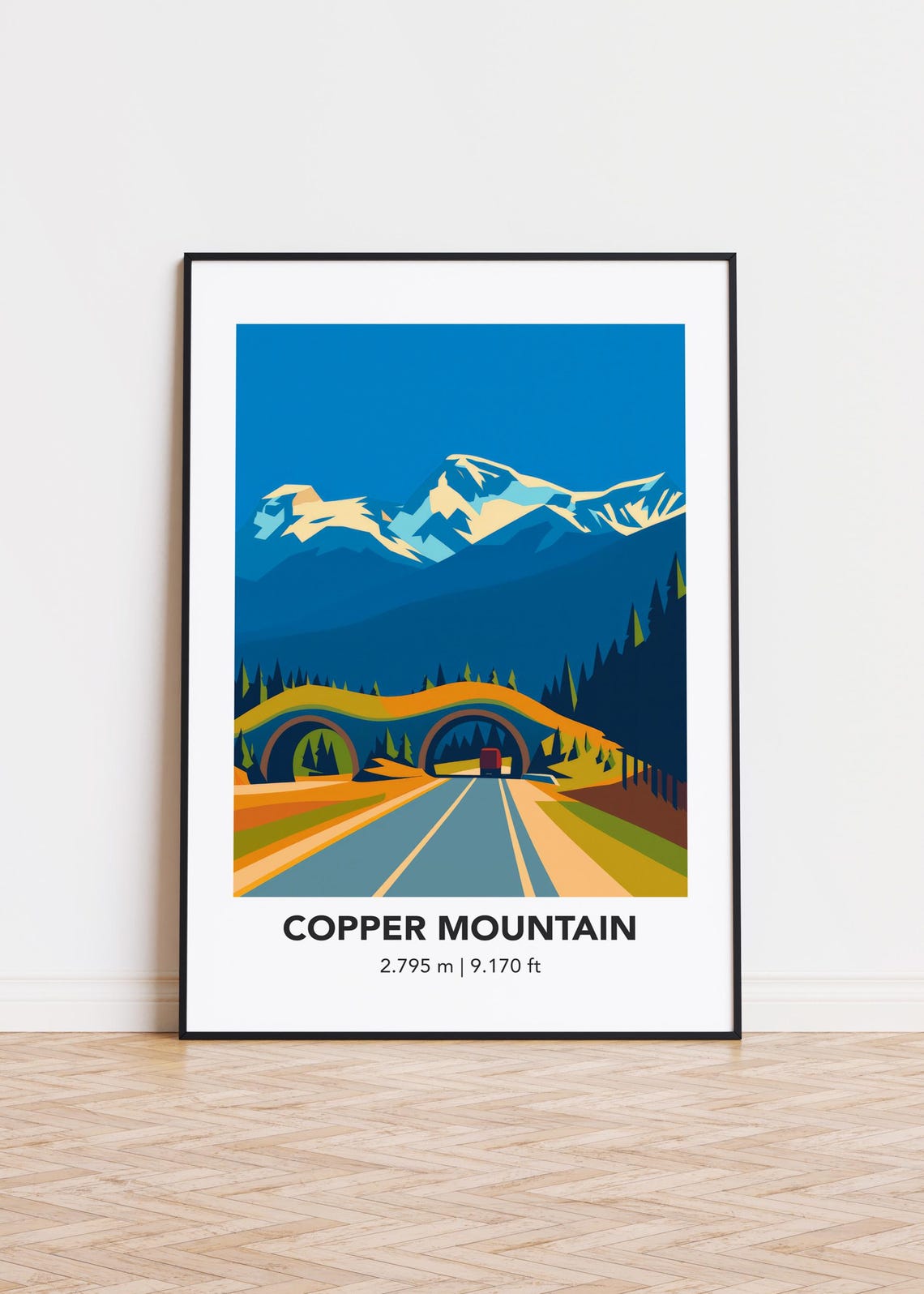 Copper Mountain Road Through Peaks Minimalist Travel Art Poster