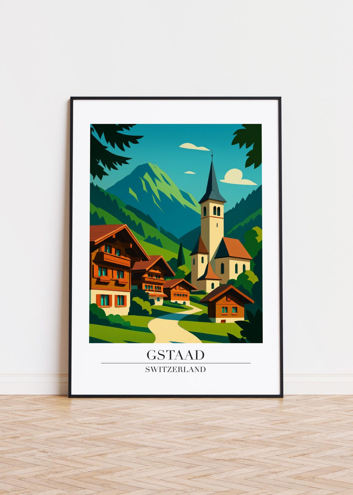 Gstaad Switzerland Modern Travel Poster
