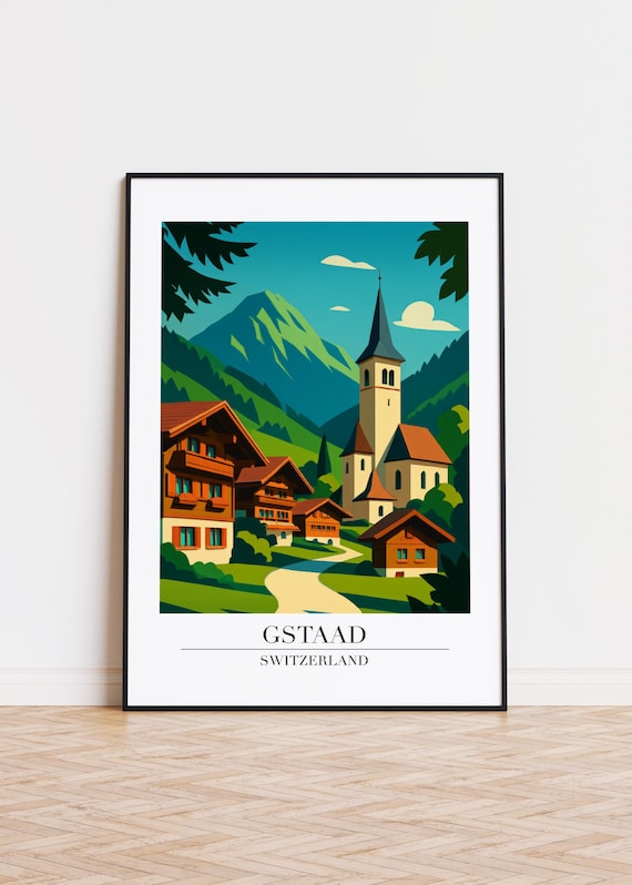 Gstaad Switzerland Modern Travel Poster
