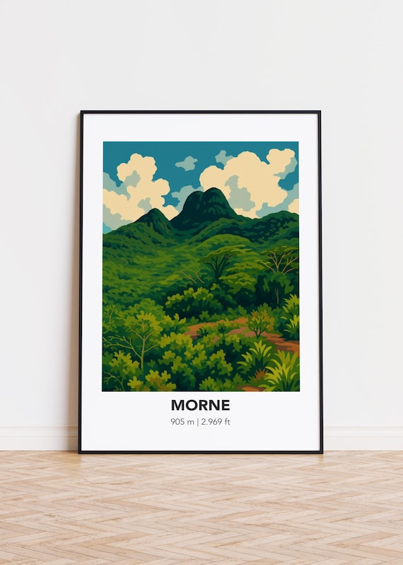 Morne Green Mountain Peak 905m Tropical Jungle Forest Poster
